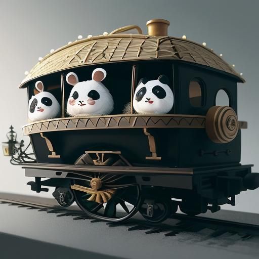 +Panda on a train
