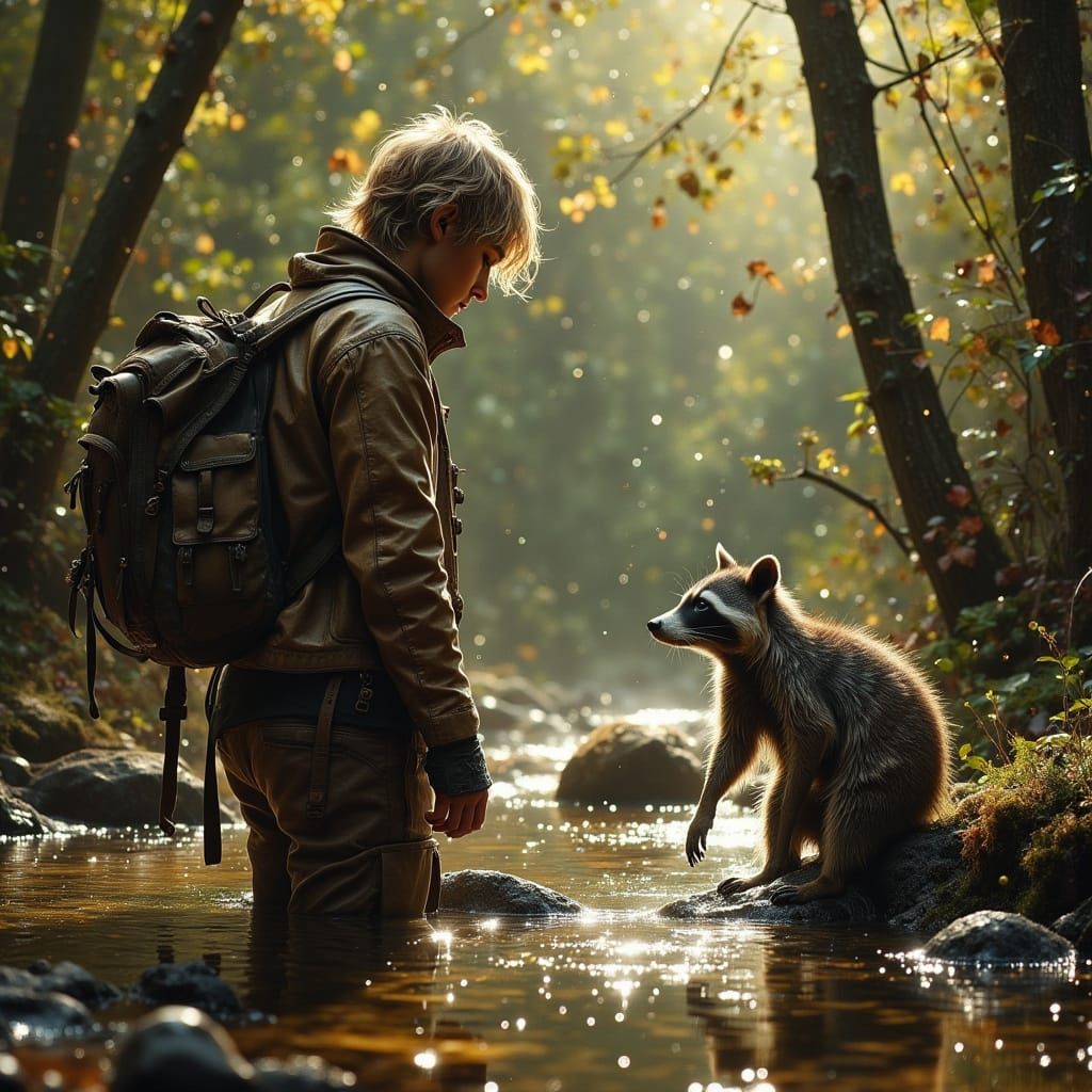 Jake Befriending a Lonely Racoon in the Woods