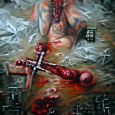 Disturbing Suicide Painting on Canvas