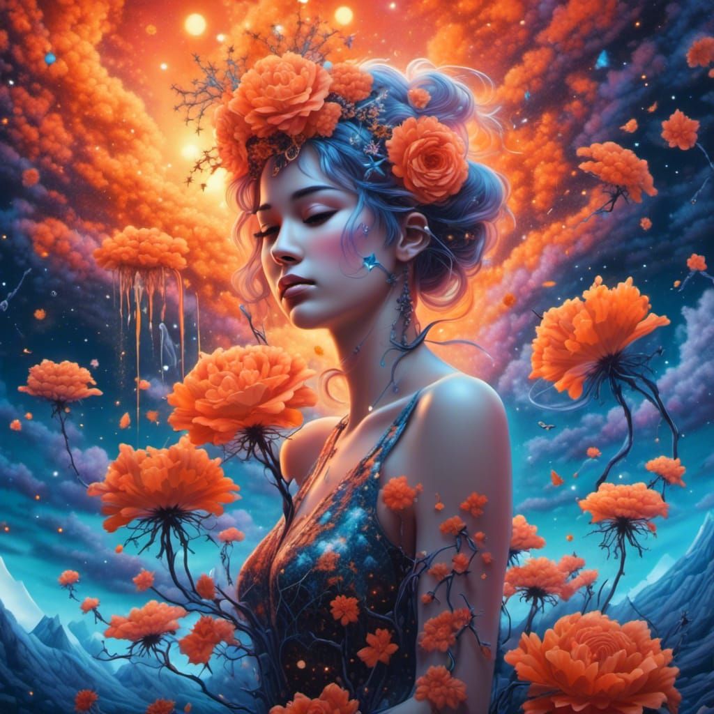 Fractal, orange, carnation, sleepless, female, sky, windswept, moonlight, fire, snowy, diamond, lake, flowers, dragon, w...
