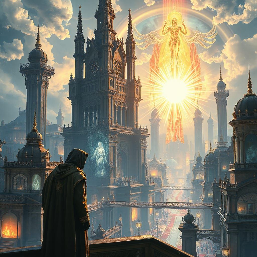 Neo-Renaissance Cityscape with Divine Automatons