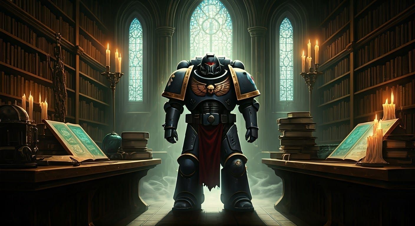 Space Marine Portrait in Gothic Sci-Fi Library