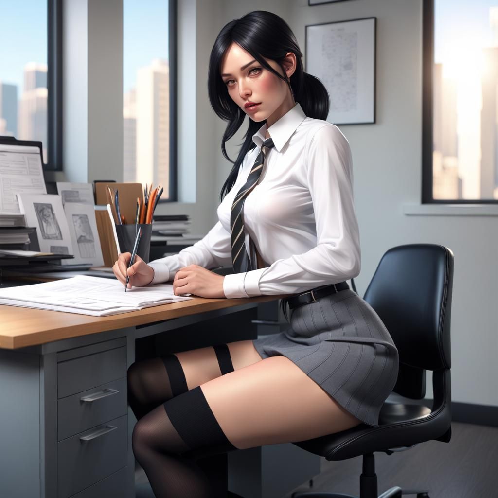 Secretary in Office: Photorealistic 3D Render