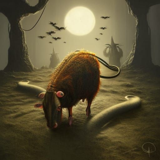 Psychotic Rat Cows in Cosmic Sci-Fi Style