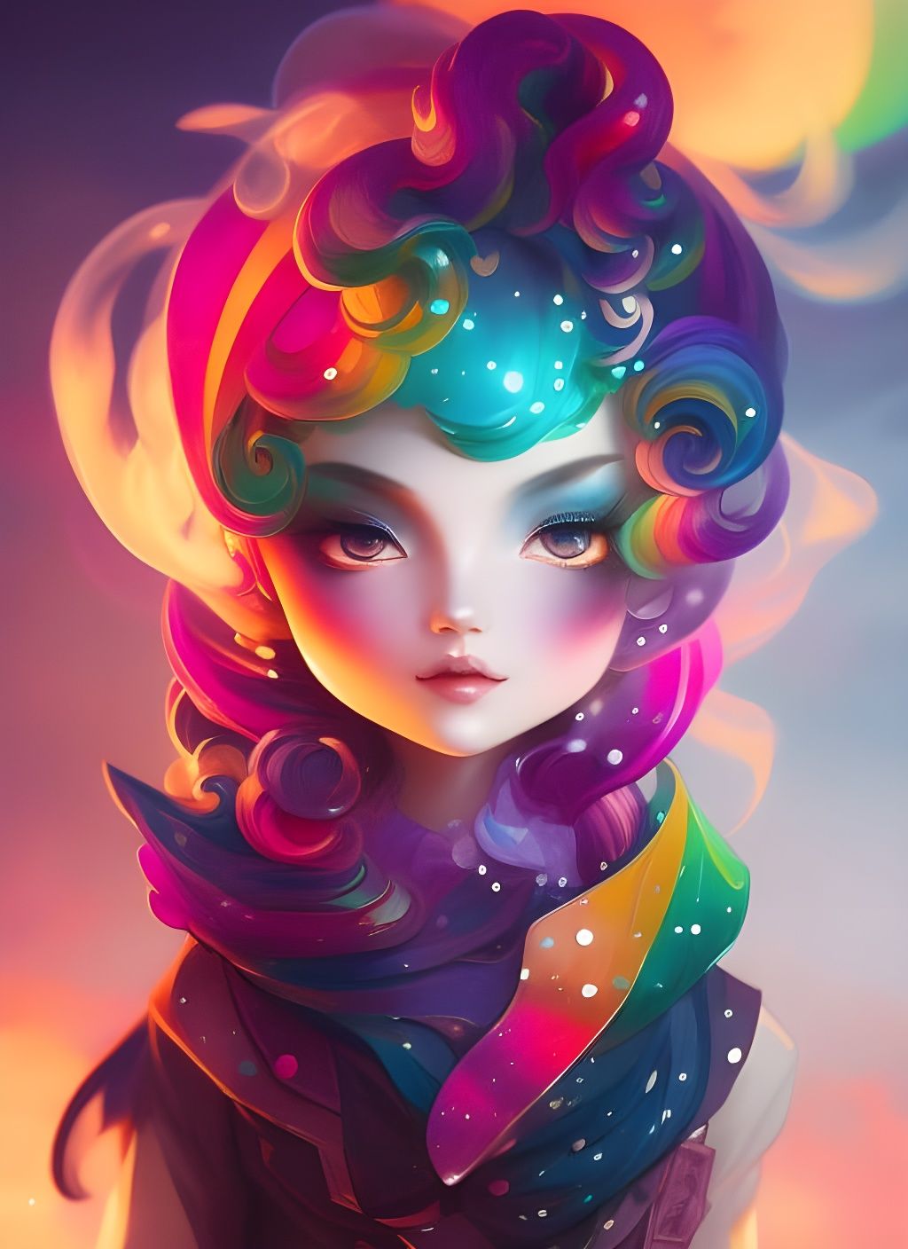 Chibi Crystal Knight Portrait in Fantasy Polygon Art