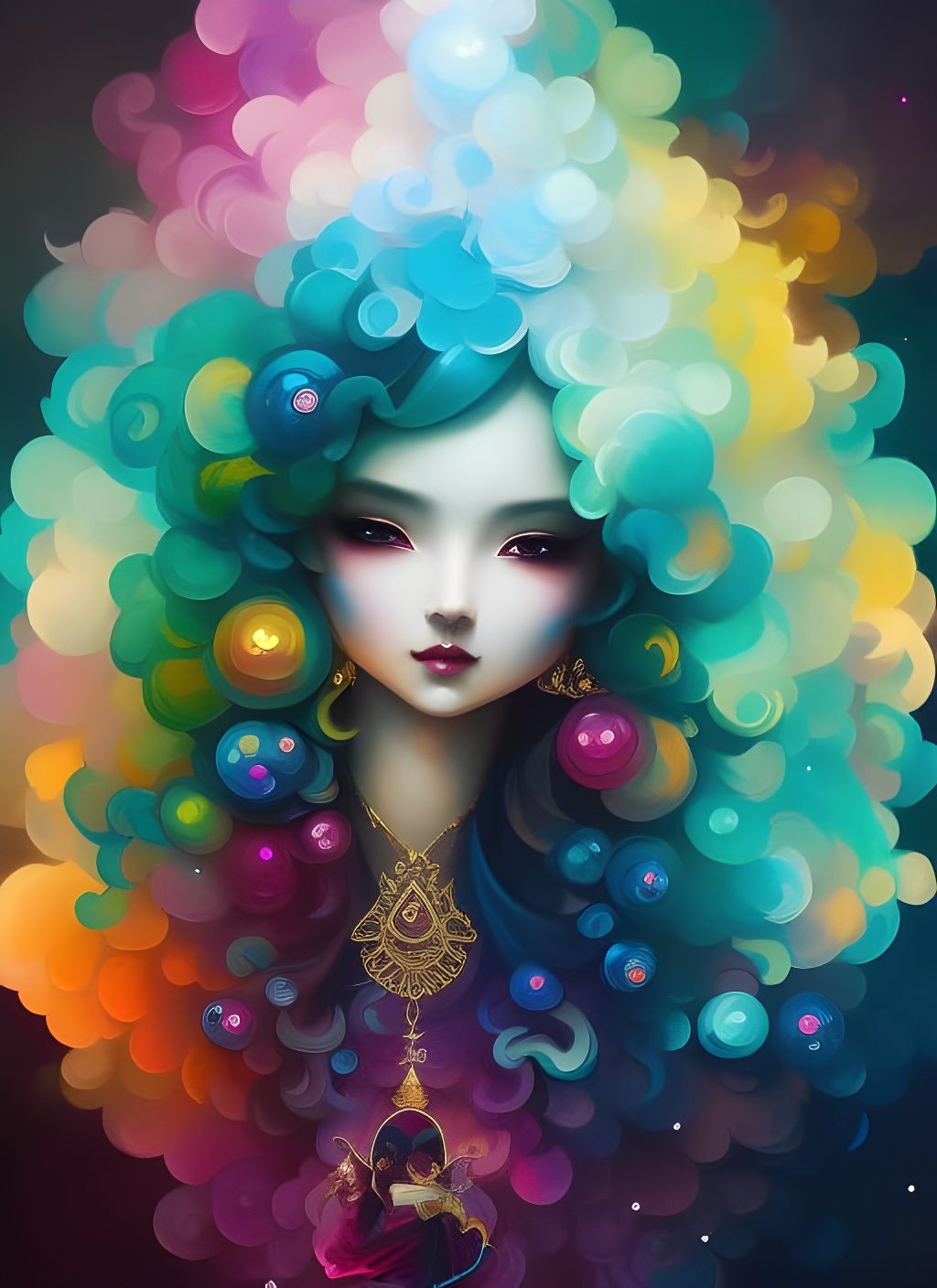 Rainbow Crystal Knight Dripping Paint, Polygon Art