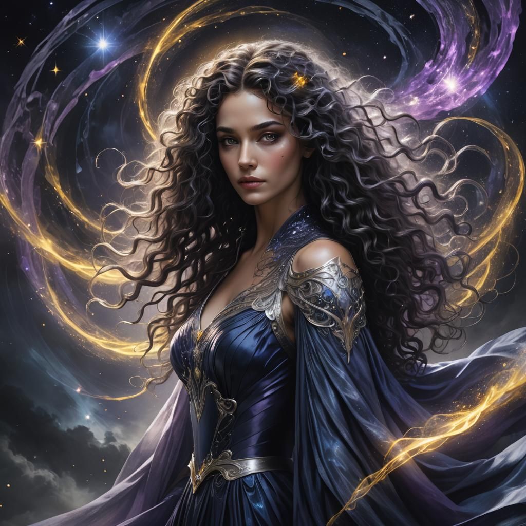 Ethereal Celestial Being Portrait in Dark Fantasy Style