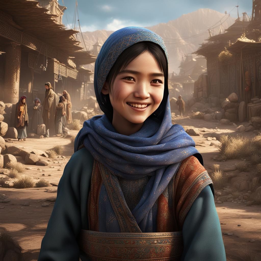 an afghan hazara girl in smile mode