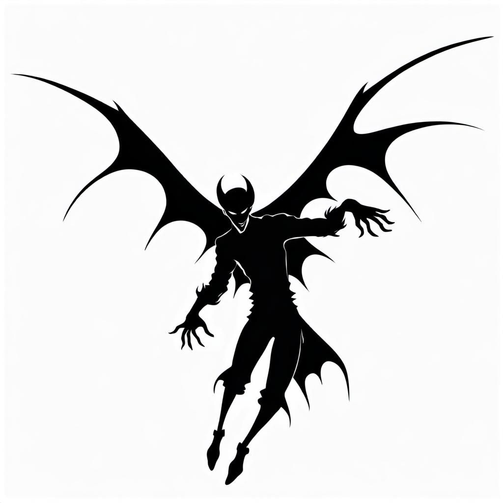 Surreal Vampire Silhouette in Minimalist Line Art