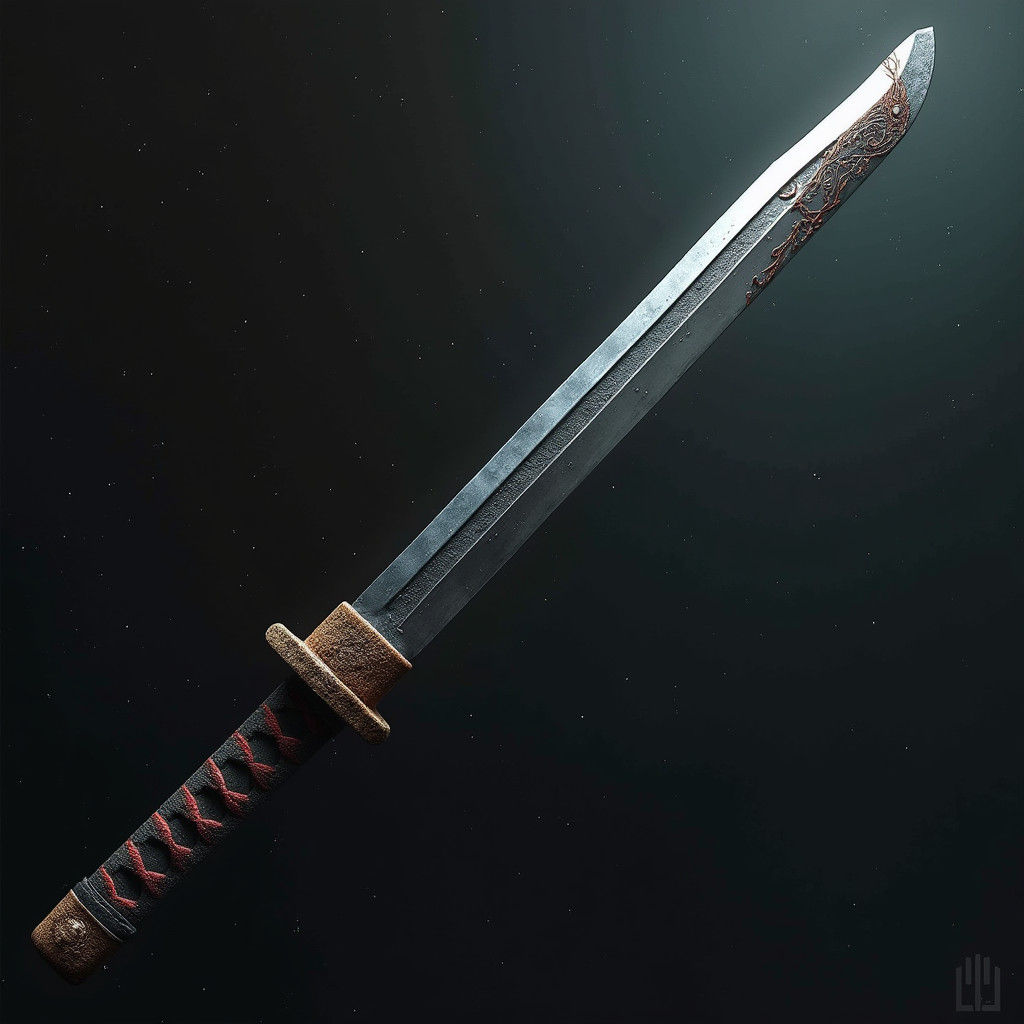 Fantasy Katana Concept Art in Grayscale