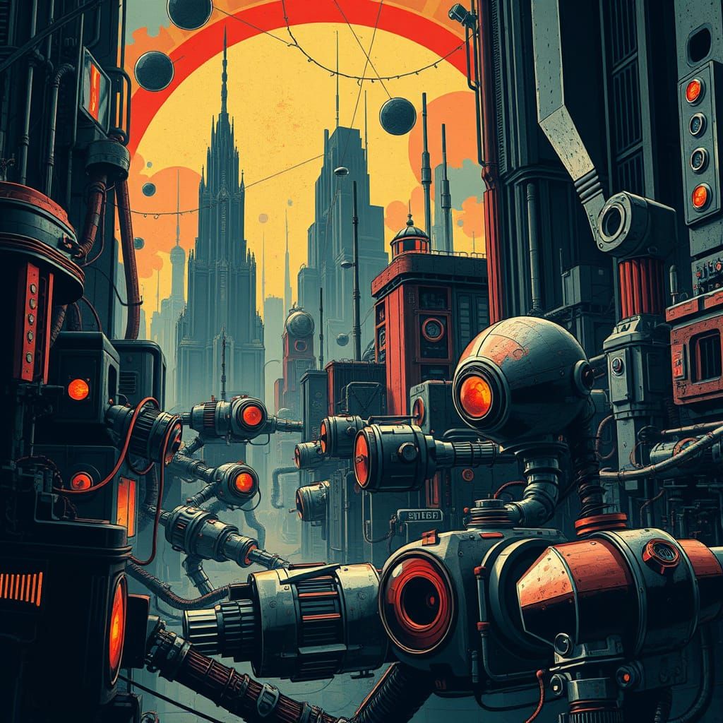 Industrial Cityscape in Art Deco Chaos