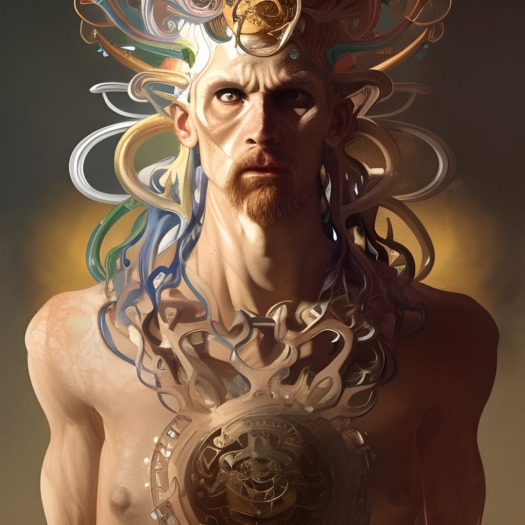 Mystical God of Chaos Portrait in Digital Art Style