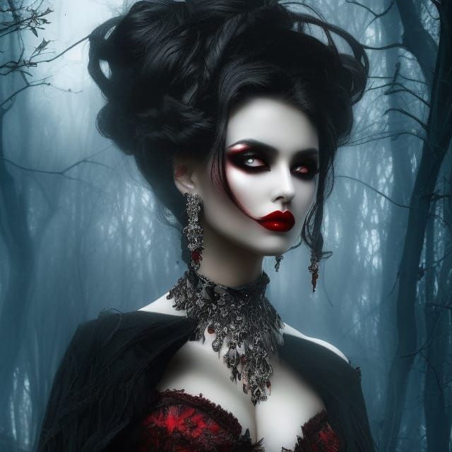 Stunning Dark Bride with Red Lips