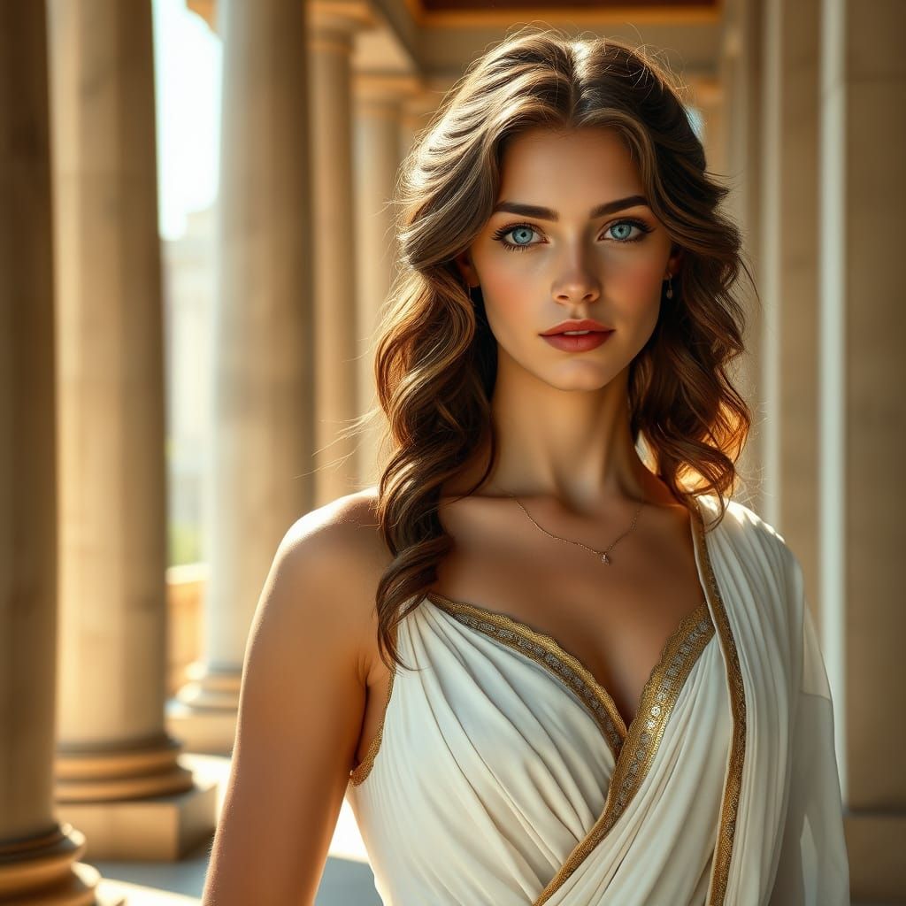 Ethereal Beauty in Ancient Greek-Inspired Attire