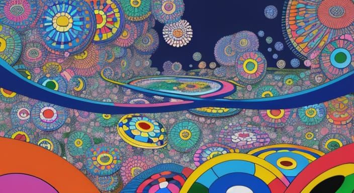 Whimsical Surrealist Garden in Vibrant Digital Art