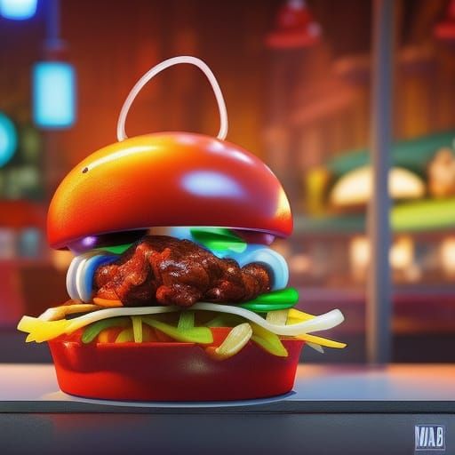 Gorgeous Cheeseburger, Fries, and Milkshake in 3D