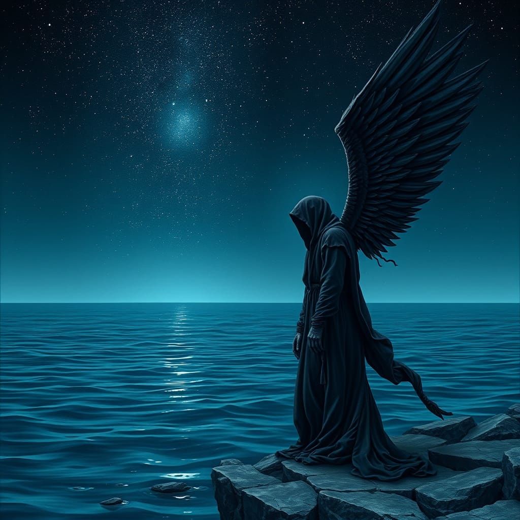 Gothic Angel of the Starlit Ocean