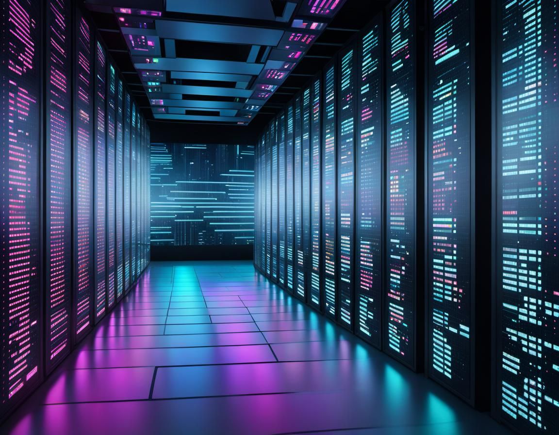 Cyberpunk Data Rows in Holographic Display