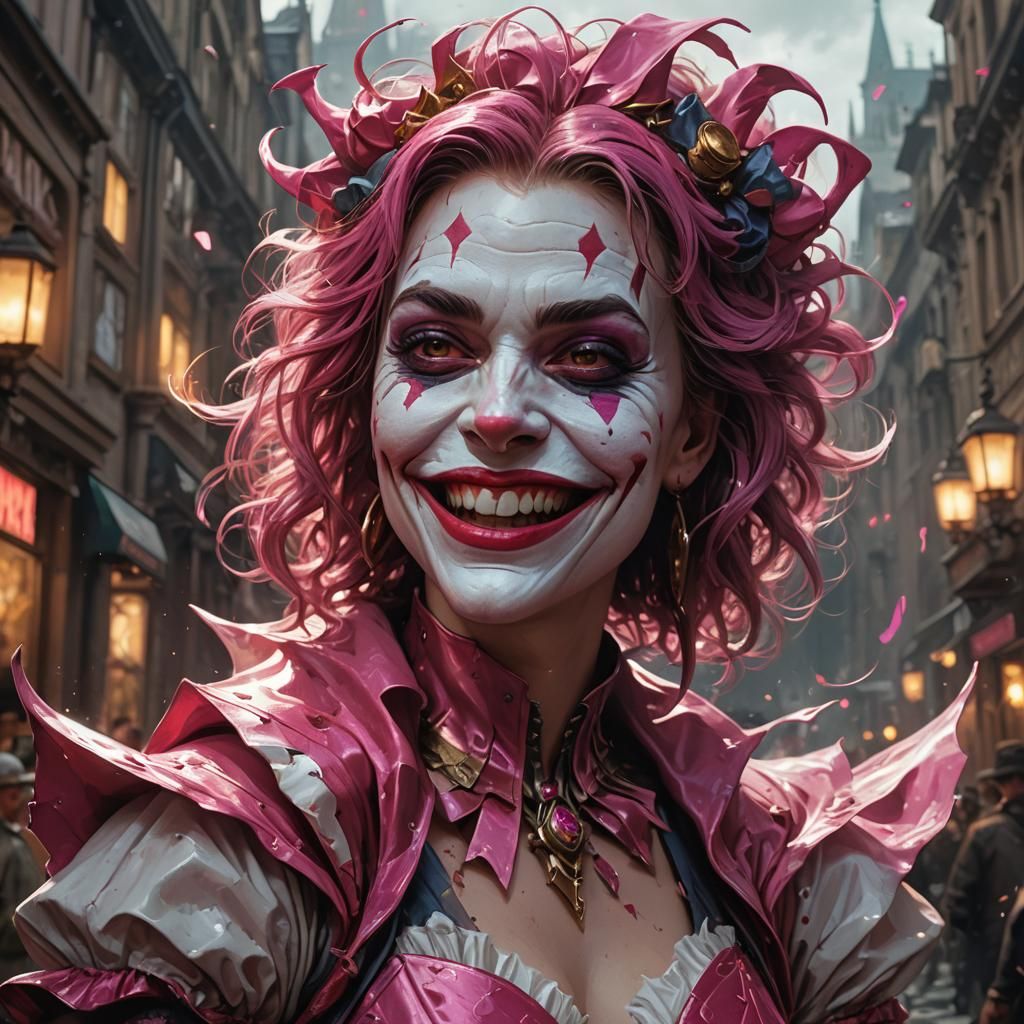 Lady Joker Smiling, Dark Fantasy Concept Art