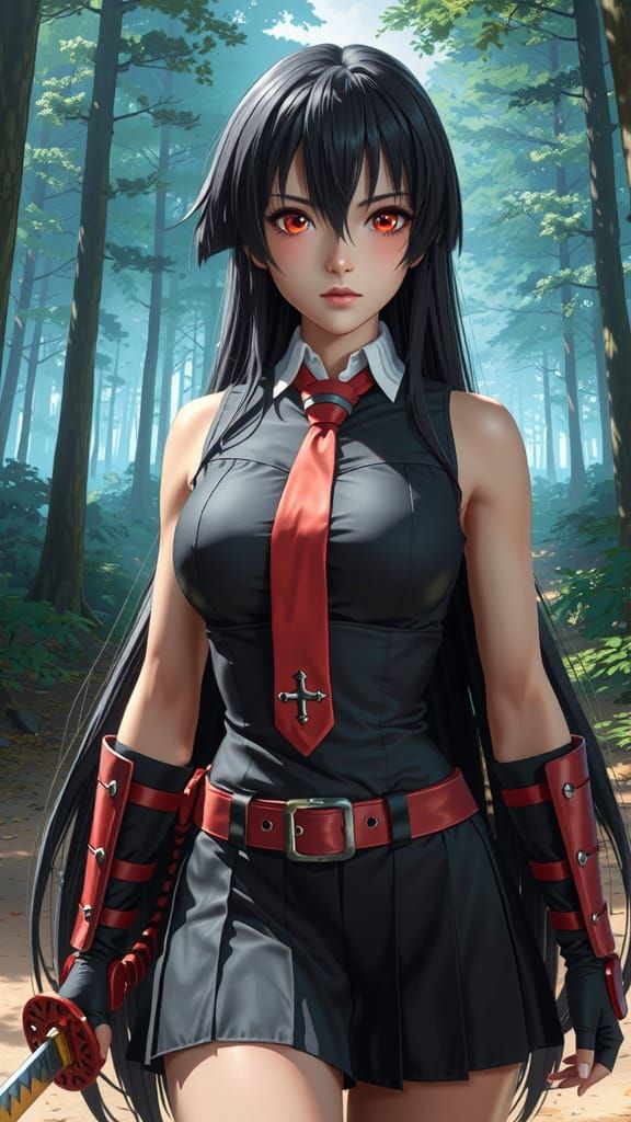 Akame Ga Kill Anime Character in Realistic Forest