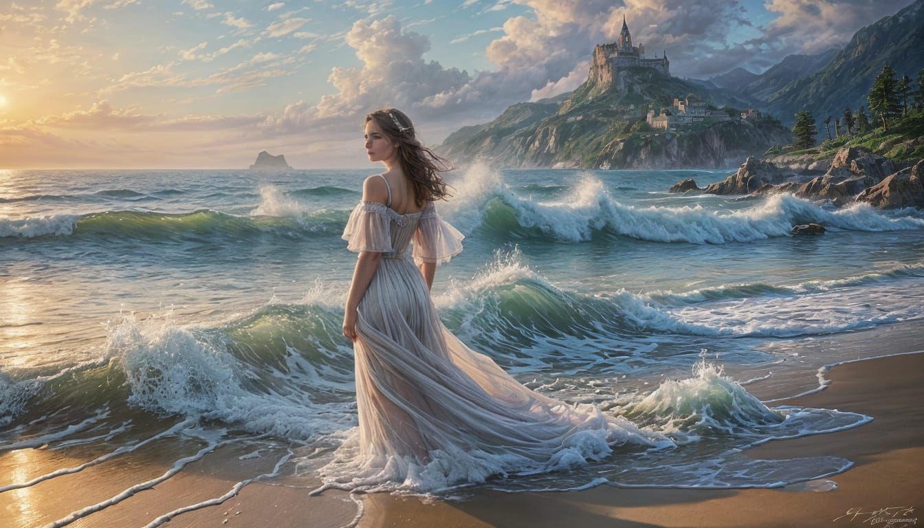 Ethereal Sea Woman in Luminist Fantasy