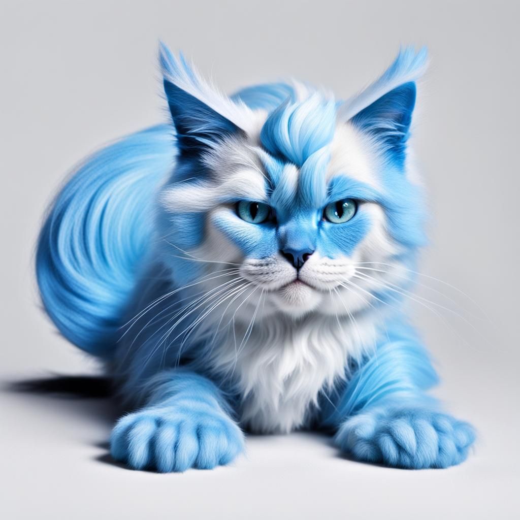 Blue Smurf Cat Whimsical AI Image
