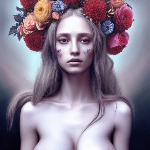 Floral Nude Portrait in Eldritch Style