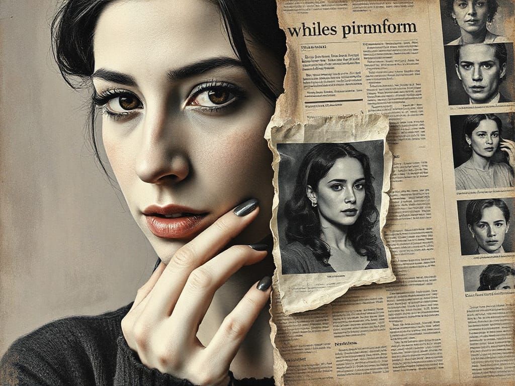 Split Portrait: Impressionistic Painting and Collage Art