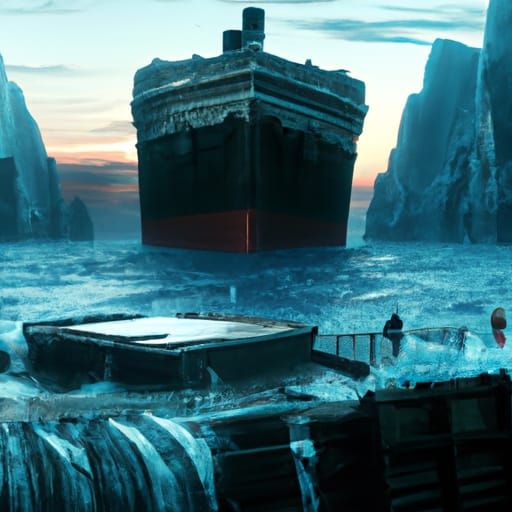 Titanic Movie Scene in Detailed Matte Painting Style