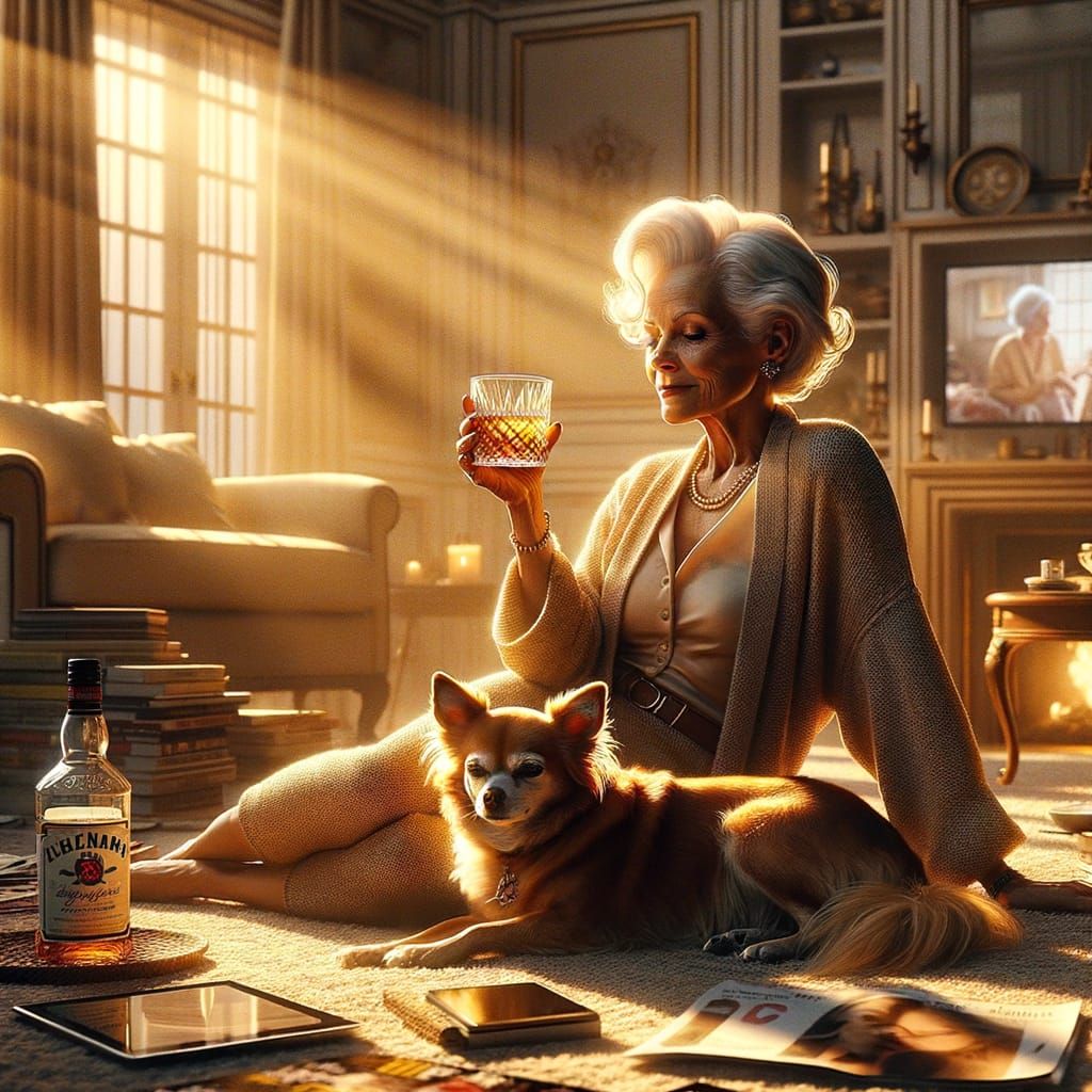 Golden Hour Serenity: A Warm Living Room Scene