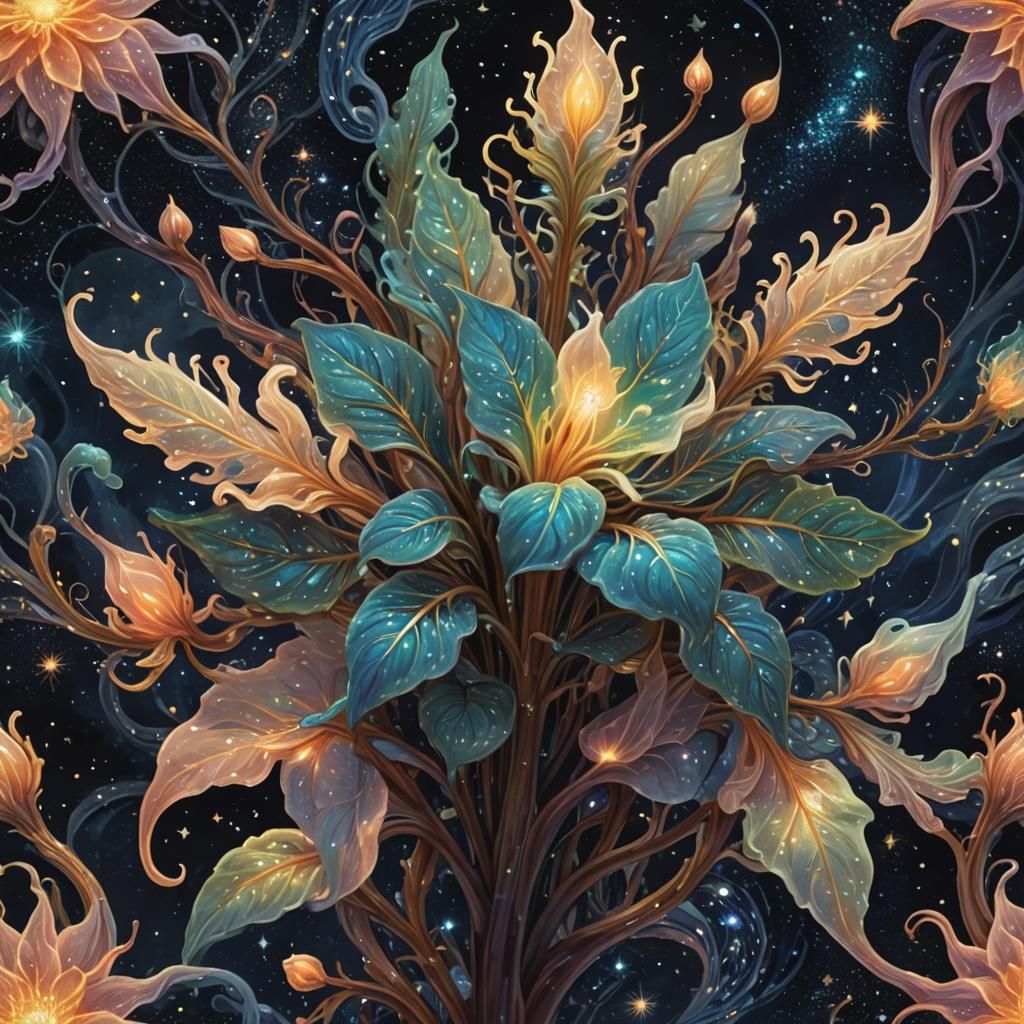 Surreal Cosmic Plant in Visionary Style