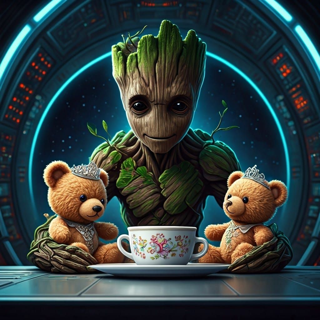 Groot's Princess Tea Party in a Spaceship