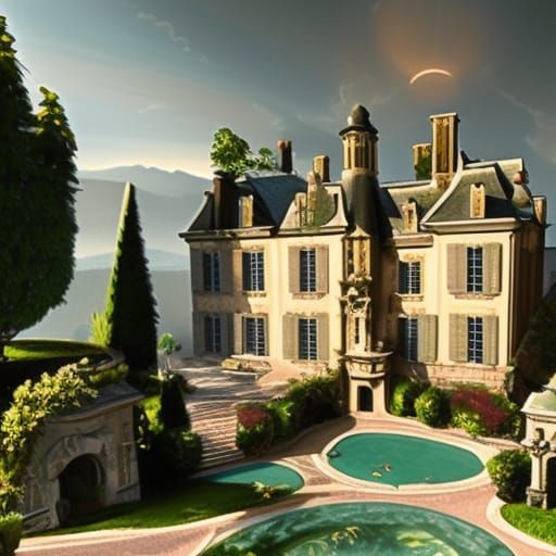 Detailed French Chateau Matte Painting in Unreal Engine