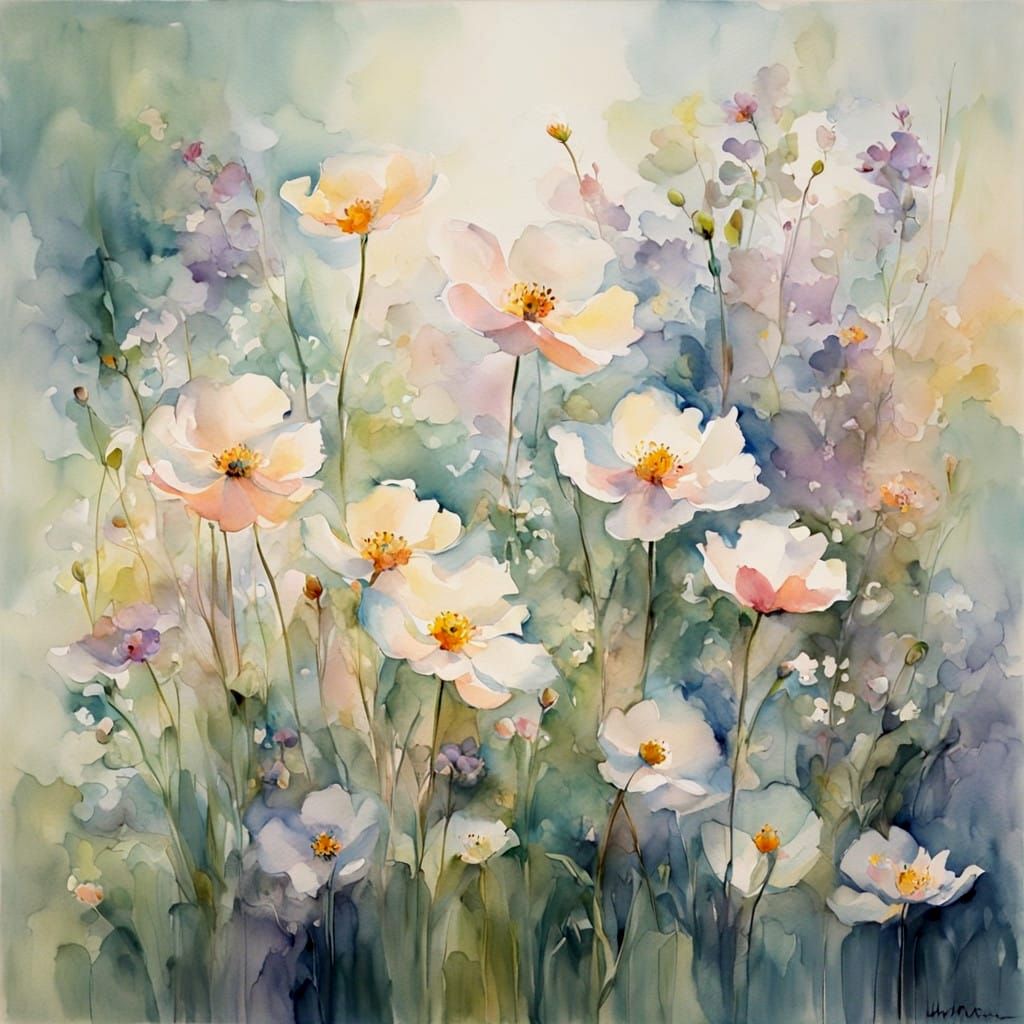 Ethereal Watercolor Blooms in Soft Focus