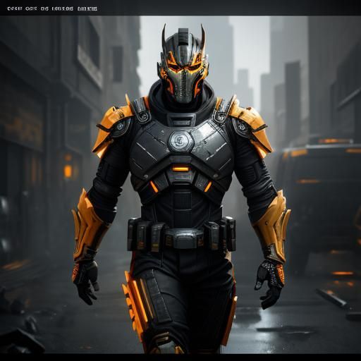 Chrome Cyrax Mask in 3D Game Cinematic Style