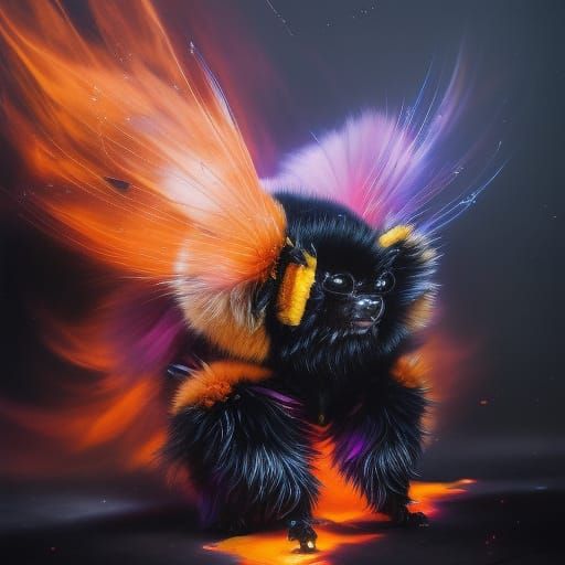 Furry Chibi Bumblebee in Polychromatic Explosion