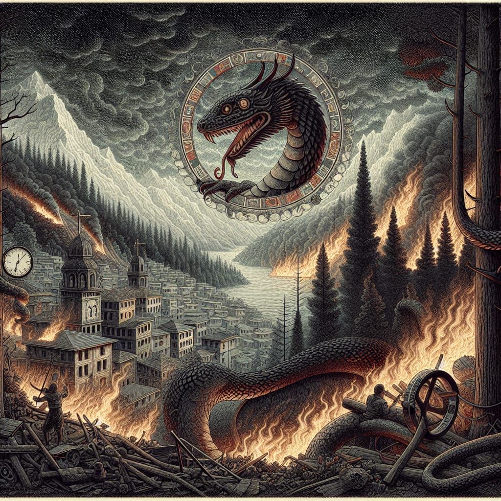 Chilean Forest Fires: Matte Painting in 8bit Style