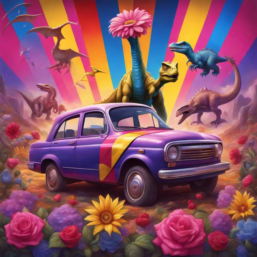 Detailed Flag Design with Hearts and Flowers