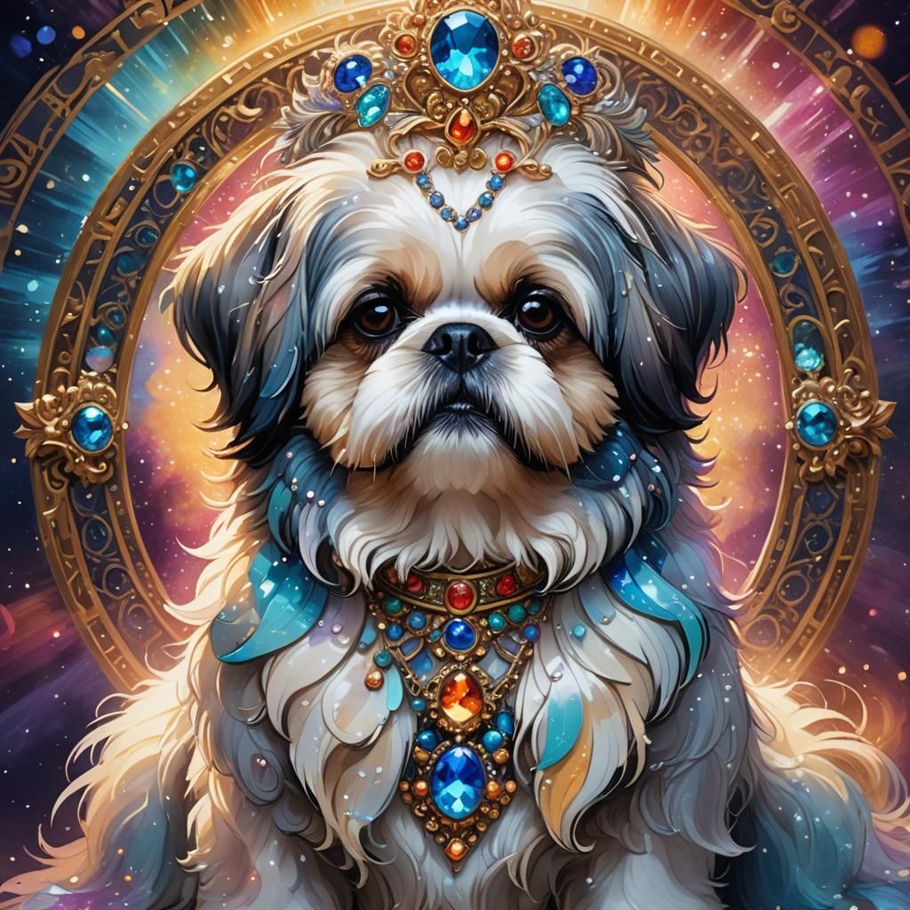 Ethereal Shih Tzu Portrait in High-Fantasy Style