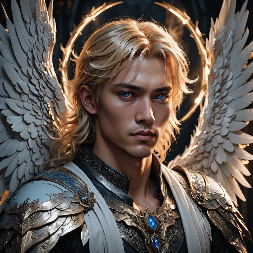 Angelic Figure Kisses Man on Gothic Throne