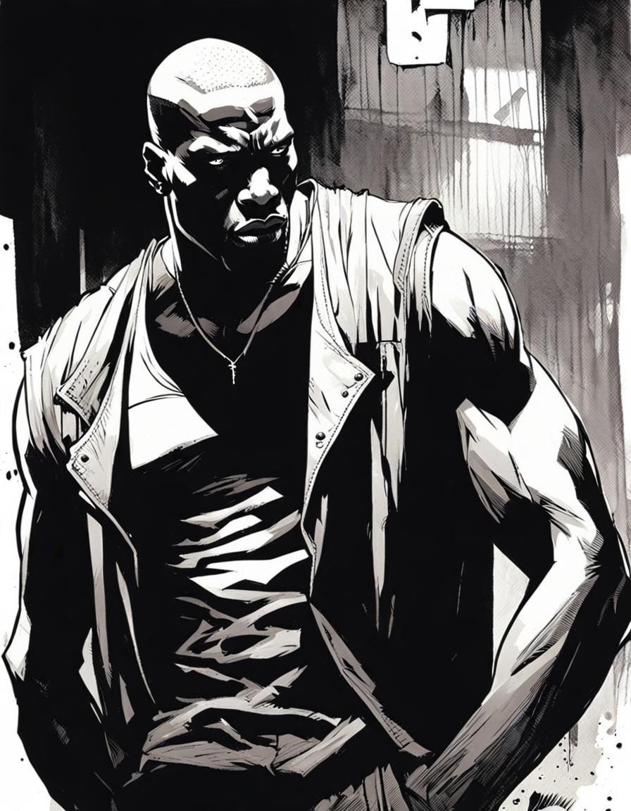 Intense Noir Portrait of an Enforcer in Sin City Style