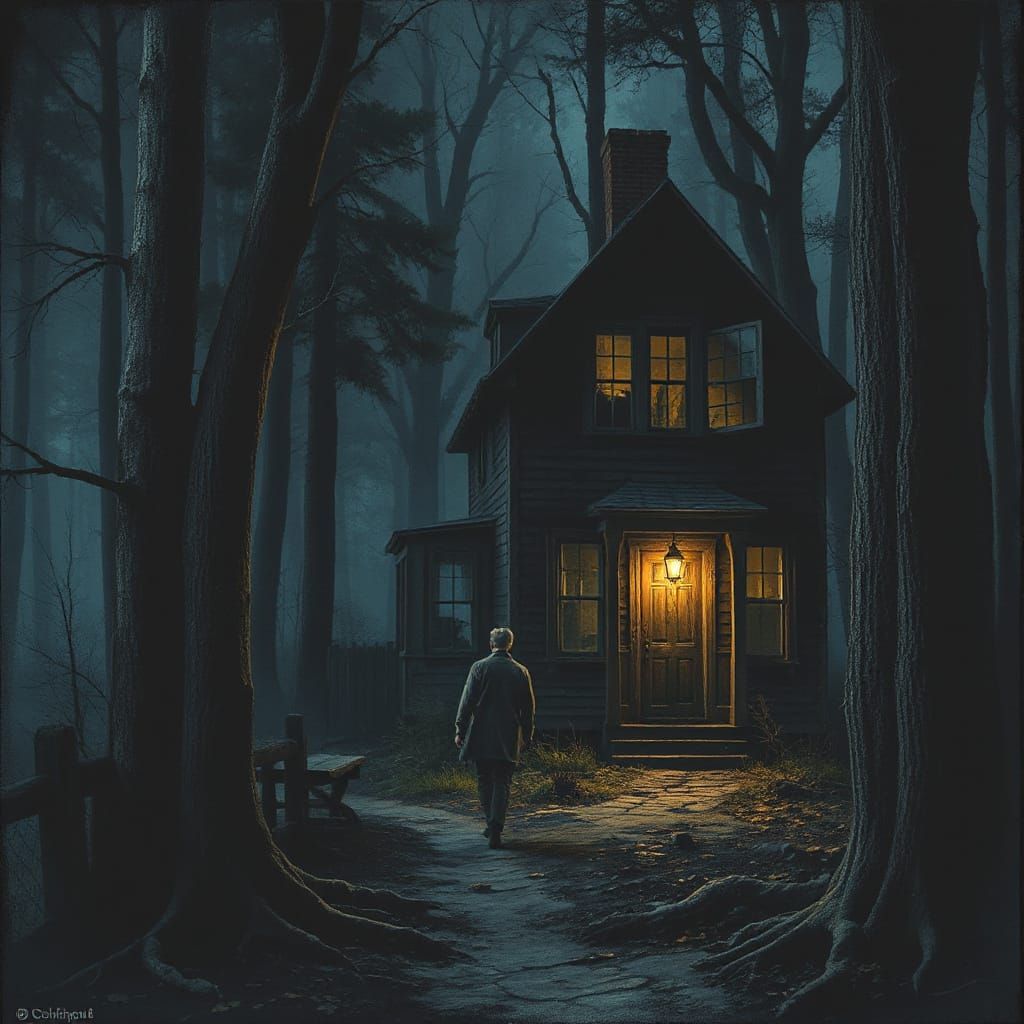 Dark Forest Horror Scene in Doré Style