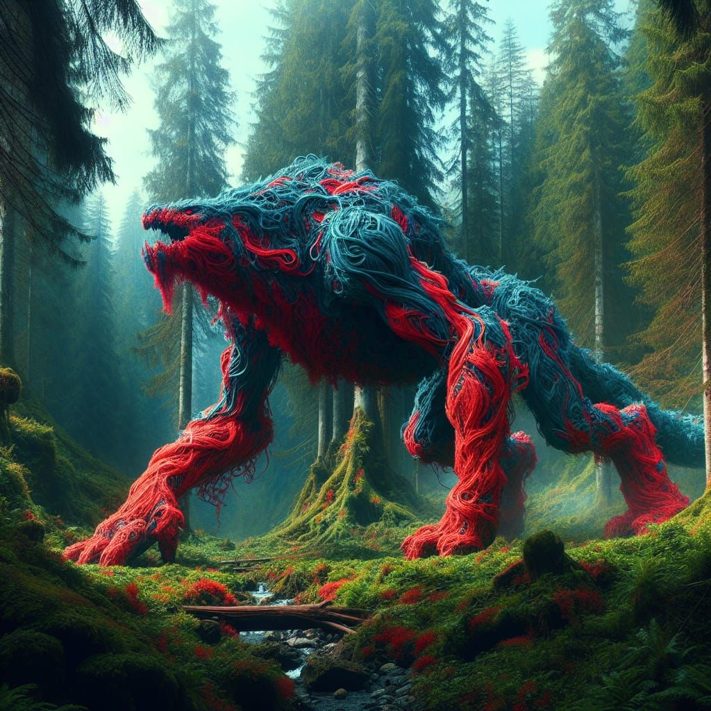 Red and Blue Forest Monster