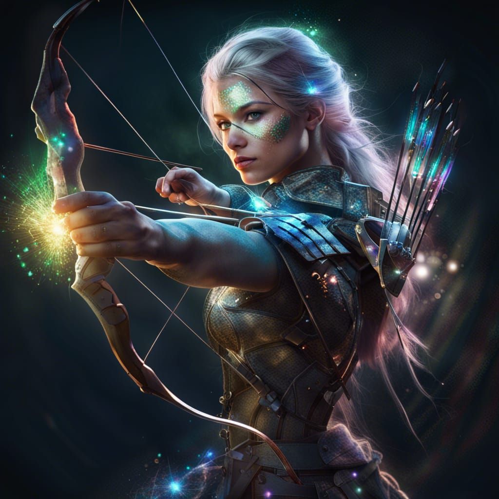 Fantasy Ranger Archer with Broken Glass Effect