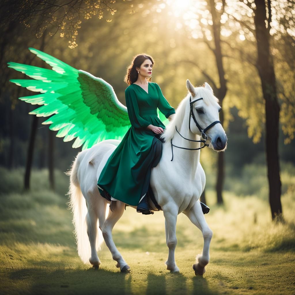 Woman on Winged Horse: Professional Photography