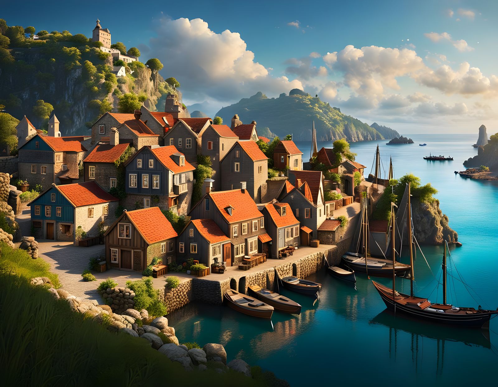 19th Century Boy Overlooking Port Village