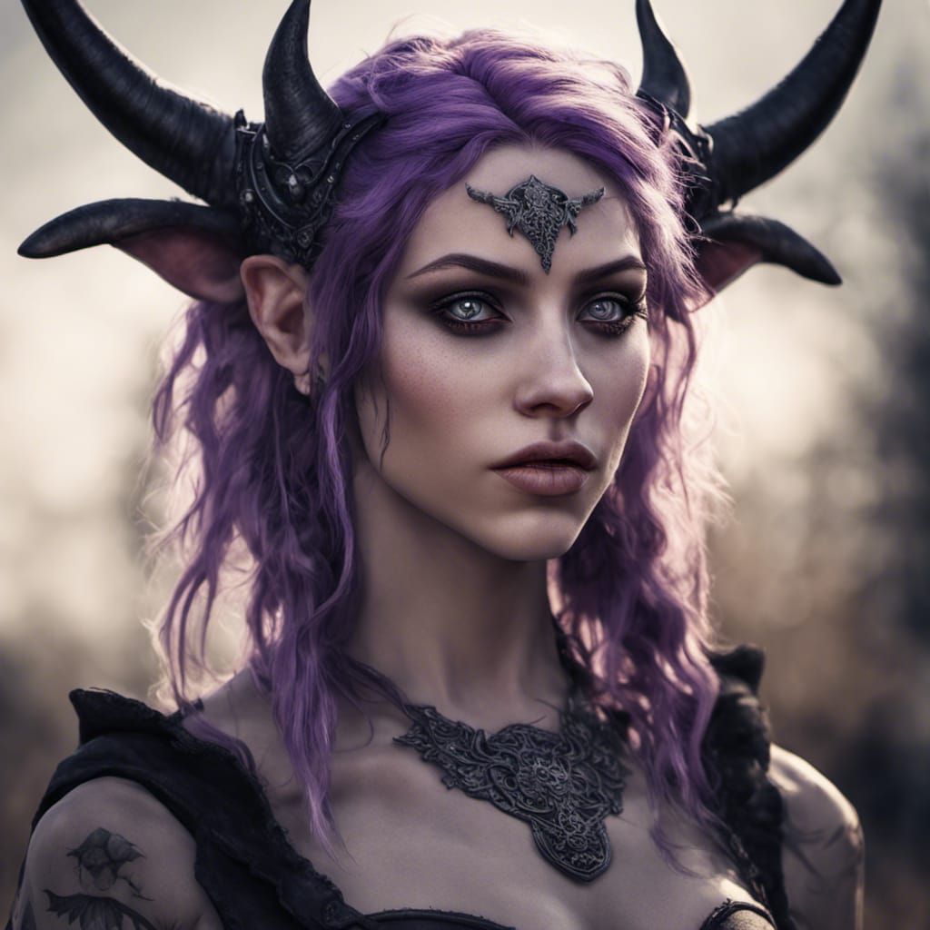 Gothic Female Firbolg Character in HDR