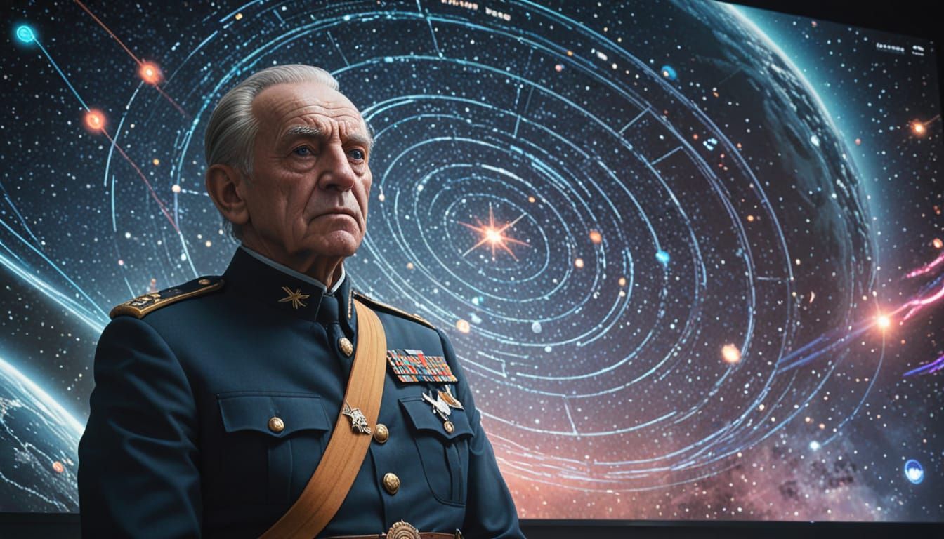 Elderly Officer Reviews Alien Star Chart