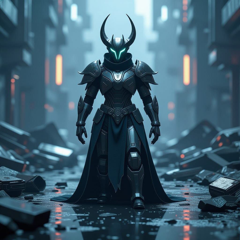 Mystic Creature in Futuristic Sci-Fi Mech Debris