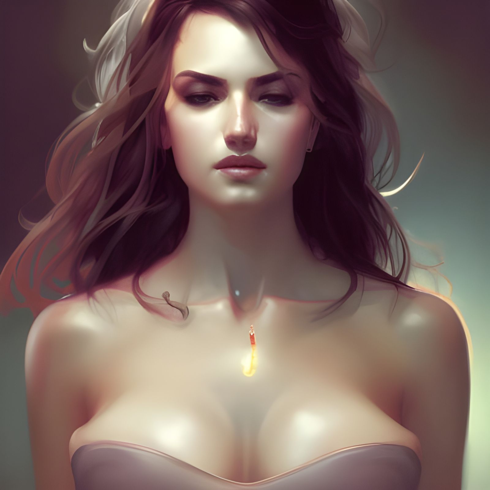 Hyperdetailed Portrait of a Busty Lady: Trending Art